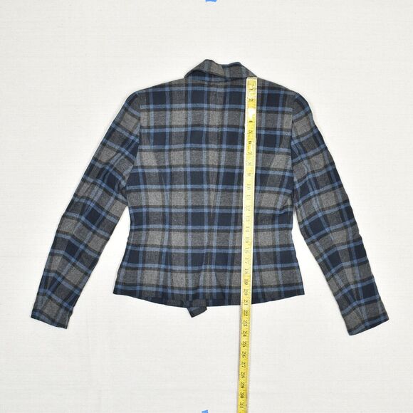 Bebe Women Double Breasted Blazer Plaid Polyester Gray Size 4 Acrylic Blend - Picture 5 of 8